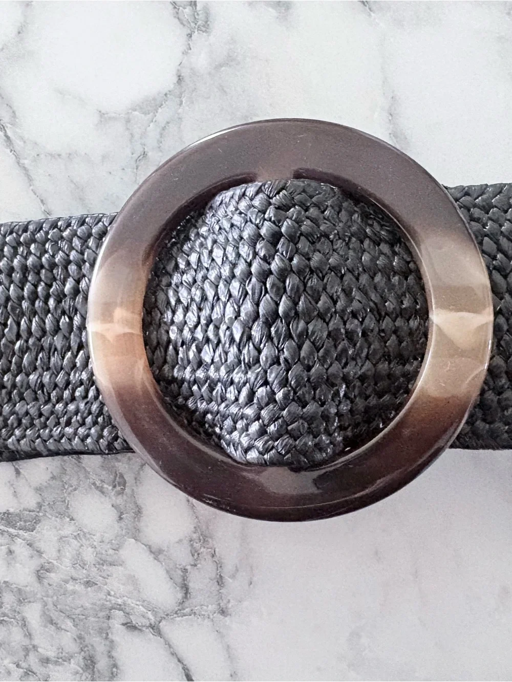 Nine West Black Stretch Belt Tortoise Buckle XXL